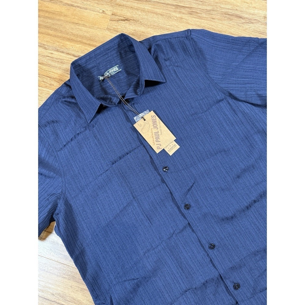 Paul Jones Mens Blue Short Sleeve Button Up Shirt NWT‎